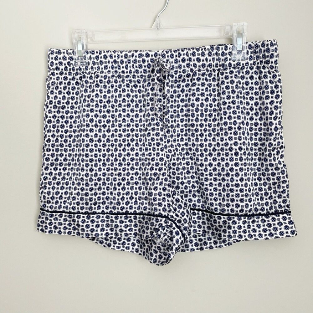 Petite Plume Size M Printed Pajama Pj Shorts 100% Silk Drawstring Waist
